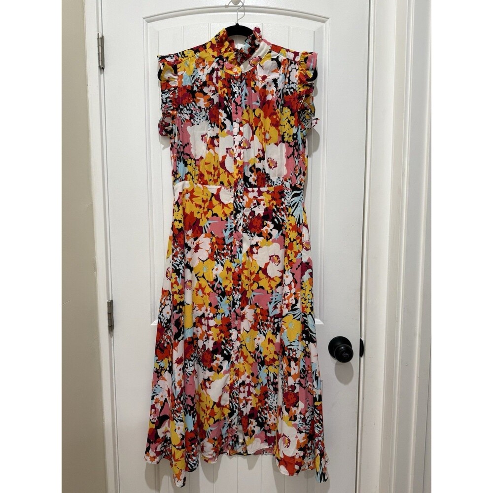 Gracia Women’s Sz M Flirty Flare Floral Printed Midi Tea Dress Lined
